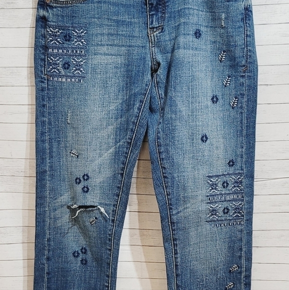 ANTHROPOLOGIE PILCRO & THE LETTERPRESS EMBROIDERED SLIM BOYFRIEND JEANS, SZ 25 - Picture 9 of 9